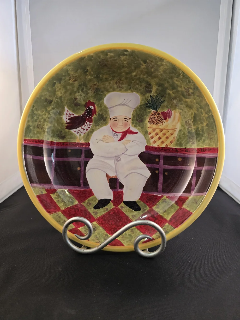 Certified International Yellow Rim Chef Decorative Dinner Plate